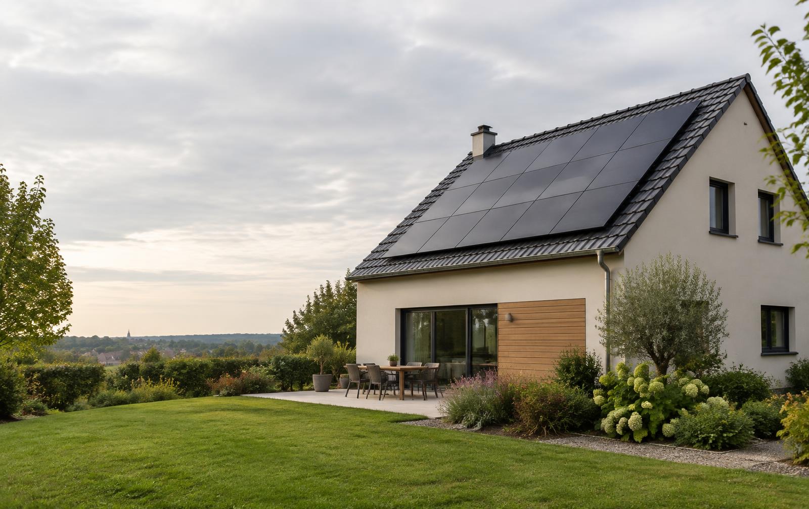 Maison équipée de panneaux photovoltaïques